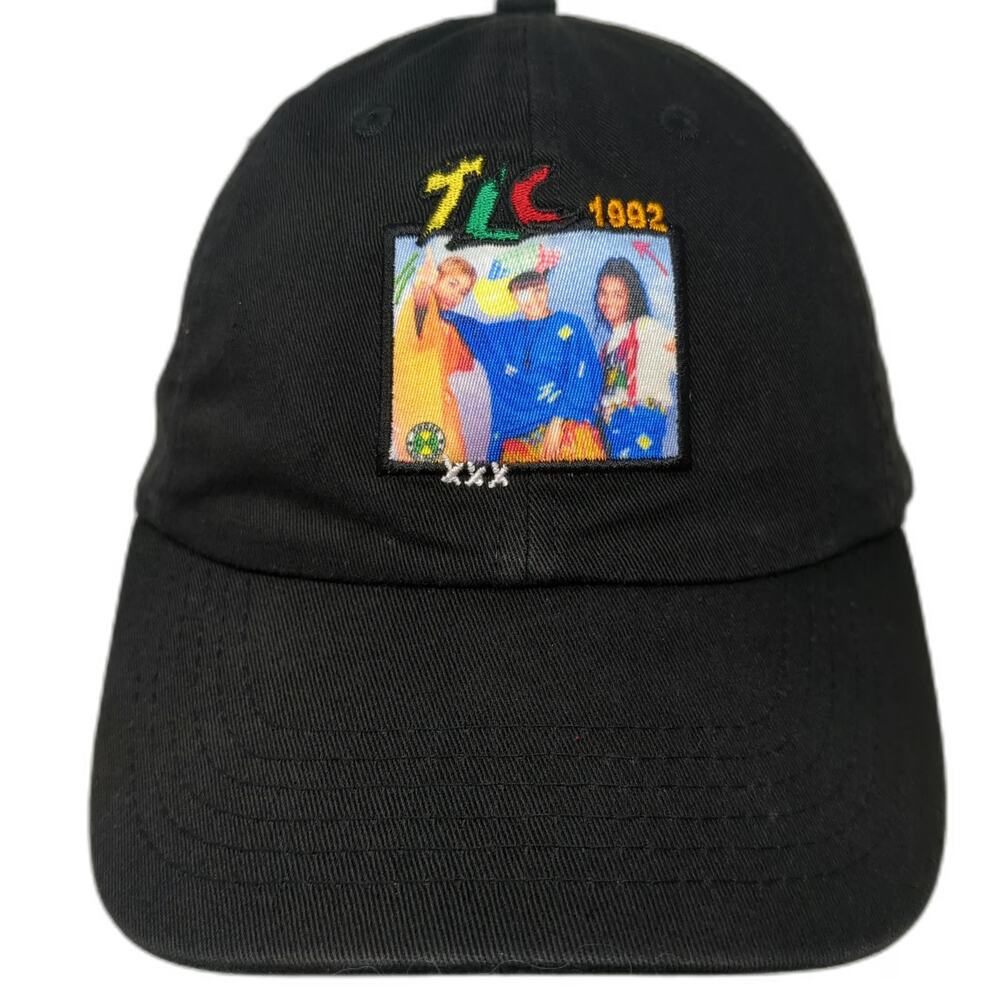 Cross Colours Baseball Cap Black One Size TLC 1992 Music Graphic Slideback Hat
